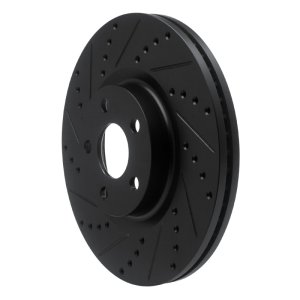 Lincoln MKZ Brake Rotor (1) - Front Left - R1 Concepts - Drilled & Slotted - Black - `17-`20